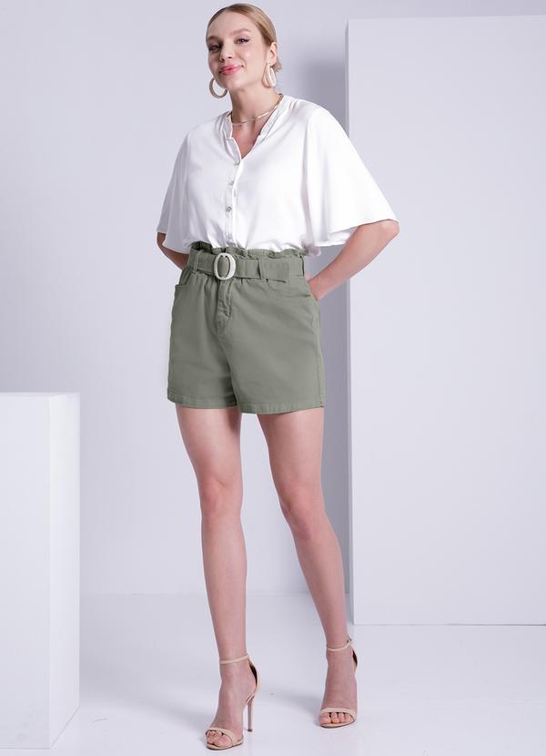 Lunender - Shorts Sarja Clochard Cintura Alta Verde 3