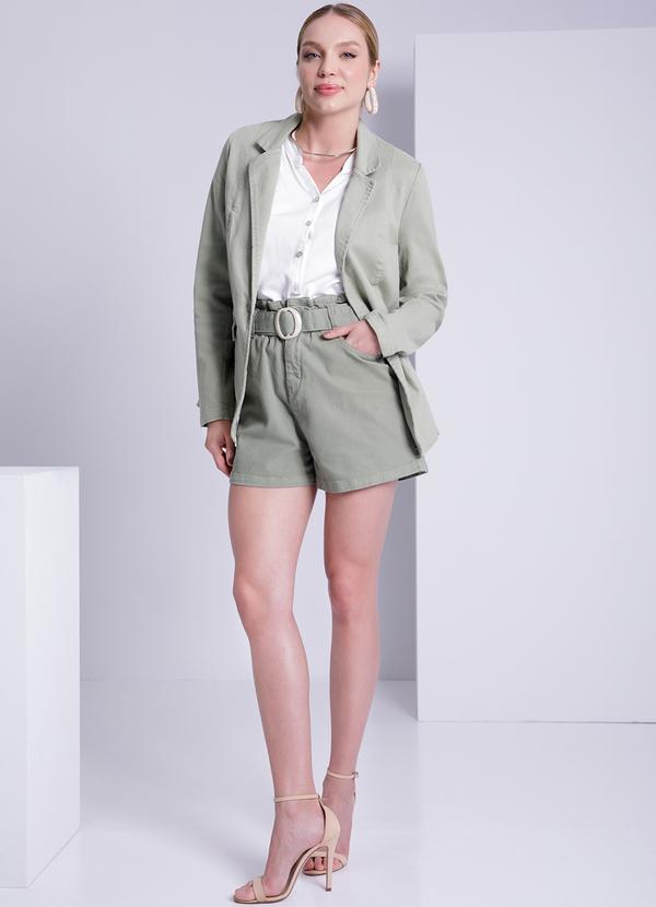 Lunender - Shorts Sarja Clochard Cintura Alta Verde 5