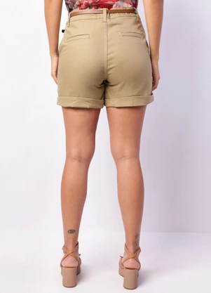 Torra - Shorts Sarja Feminino Cinto Bege - TORRA