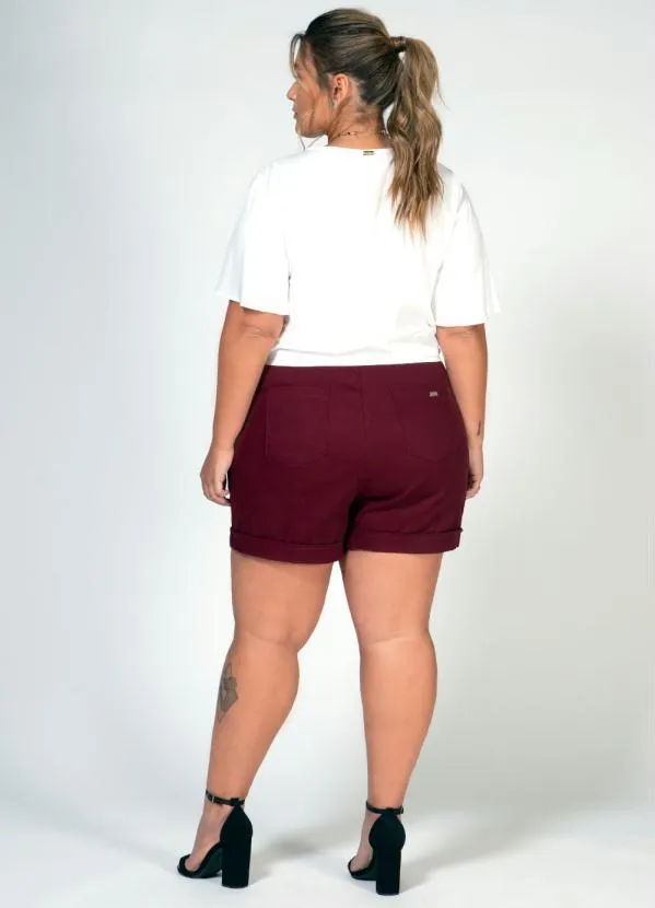 Quintess - Shorts Soltinho Bordô com Barra Dobrada 10