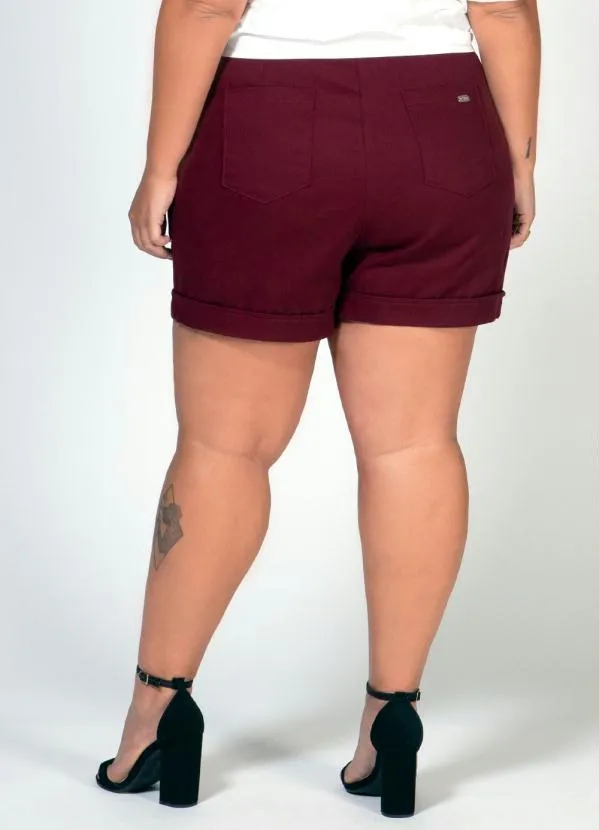 Quintess - Shorts Soltinho Bordô com Barra Dobrada 8