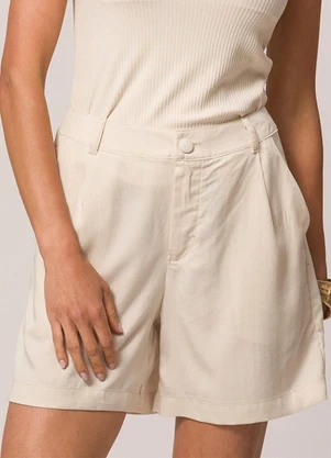 Doce Trama - Bermuda em Plano Tencel com Cintura Alta Branco - DOCE TRAMA