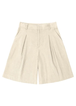 Endless - Bermuda Feminina em Linho com Bolsos Bege - ENDLESS