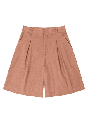 Endless - Bermuda Feminina em Linho com Bolsos Marrom - ENDLESS