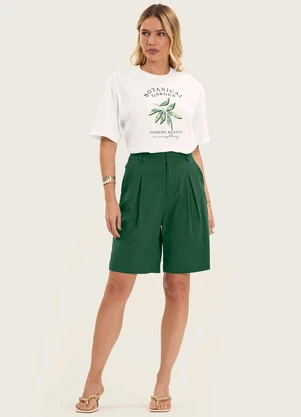 Endless - Bermuda Feminina em Linho com Bolsos Verde - ENDLESS