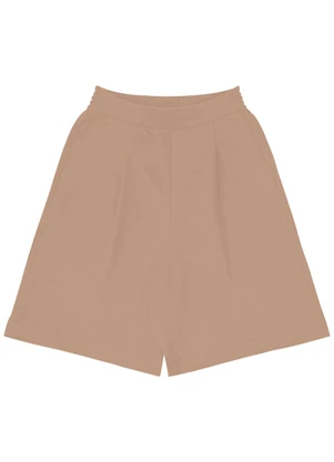 Rovitex - Bermuda Feminina em Moletinho Sarjado Marrom - ROVITEX