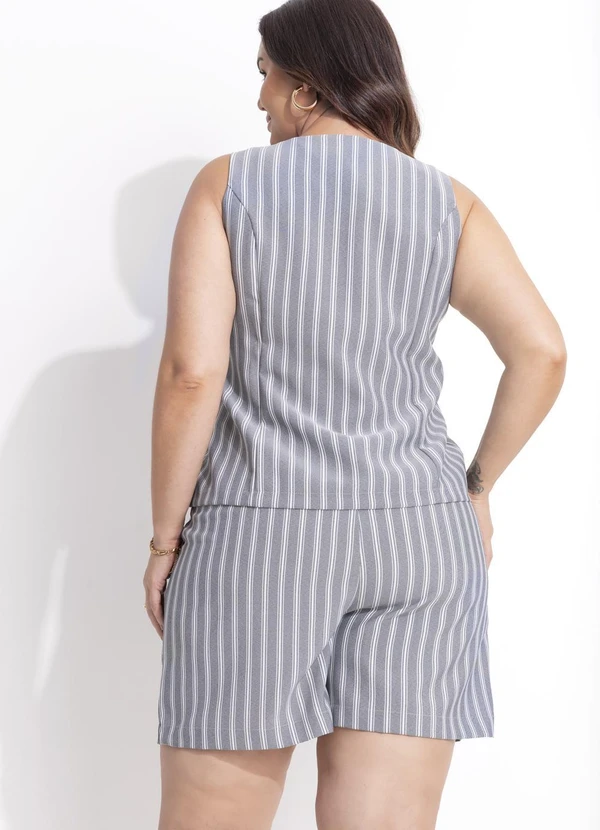 Quintess - Bermuda Listrado Cinza em Alfaiataria 9