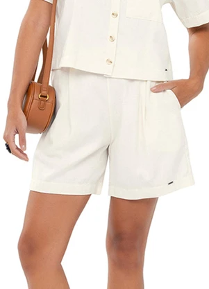 Outlet - Short Alfaiatado Liso Adulto Feminino Branco - OUTLET