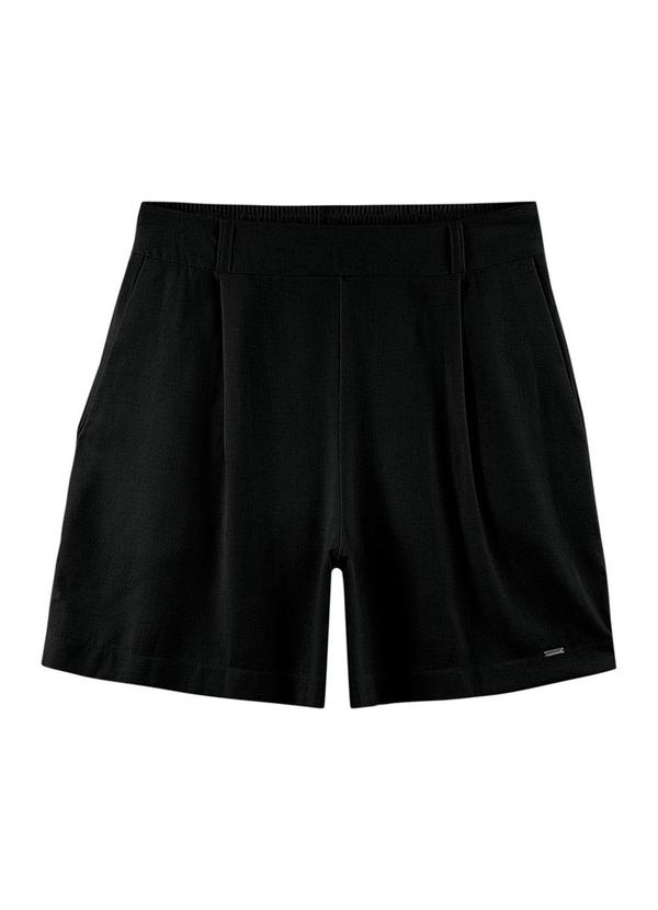Outlet - Short Alfaiatado Liso Adulto Feminino Preto