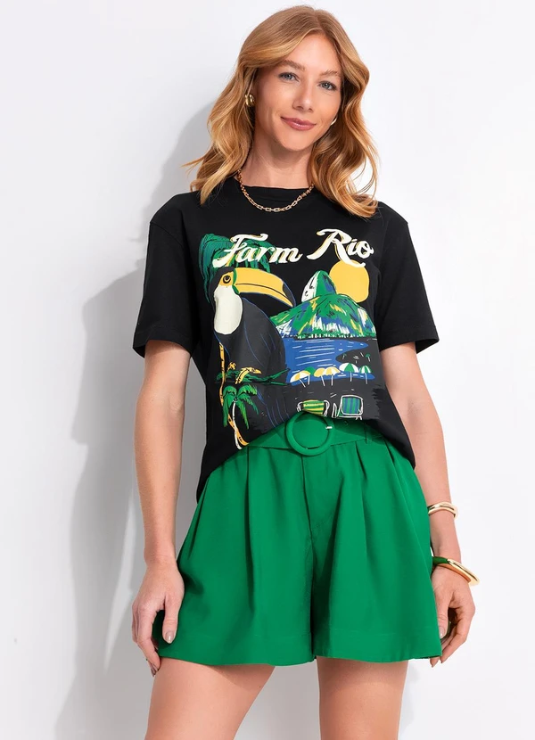 Farm - Short Alfaiataria com Pregas em Viscose Verde 11