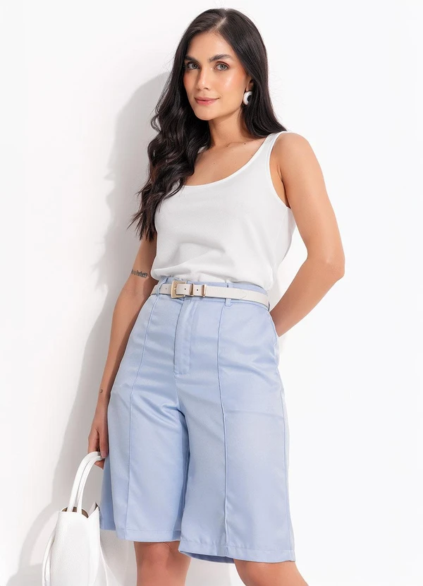 Quintess - Short Azul Claro em Viscose Plana Sarjada 9