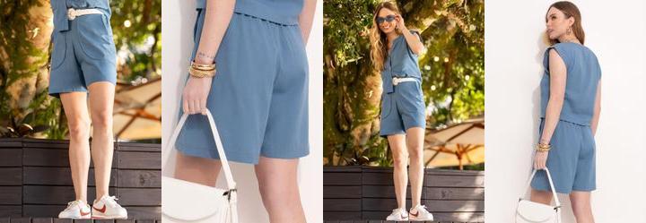 Short Azul em Linho