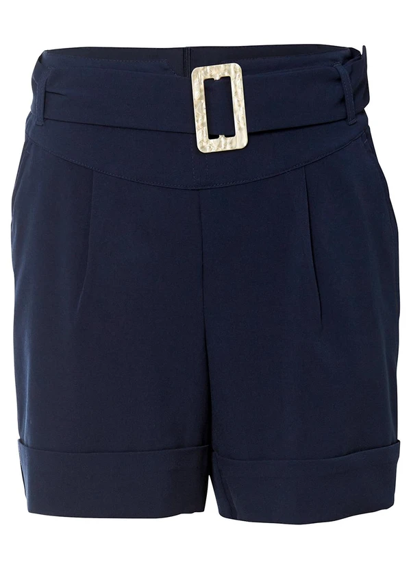 bonprix - Short Azul Marinho em Crepe Plano 7