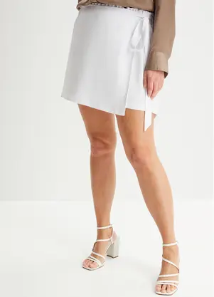 bonprix - Short Branco em Crepe Plano - BONPRIX