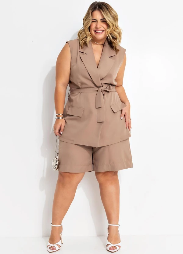 Quintess - Short Cáqui em Alfaiataria 2