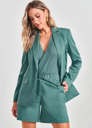 Doce Trama - Short em Alfaiataria com Cinto Embutido Verde - DOCE TRAMA