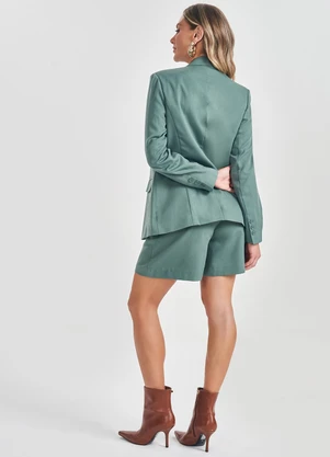 Doce Trama - Short em Alfaiataria com Cinto Embutido Verde - DOCE TRAMA