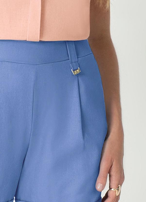 Gris - Short Feminino de Linho Elegante Azul 3