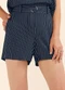 Marialícia - Short Feminino Listrado Detalhe Fivela Azul - variação: Azul