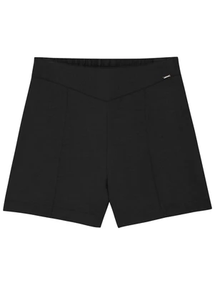 Marialícia - Short Feminino Tecido Creponado Preto - MARIALÍCIA