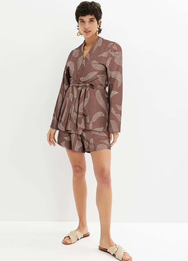 bonprix - Short Folhagem Pontilhada em Linho 5