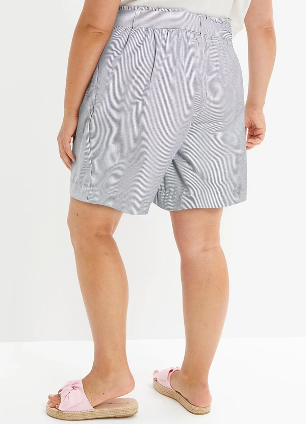 bonprix - Short Listrado Cinza em Tricoline 6