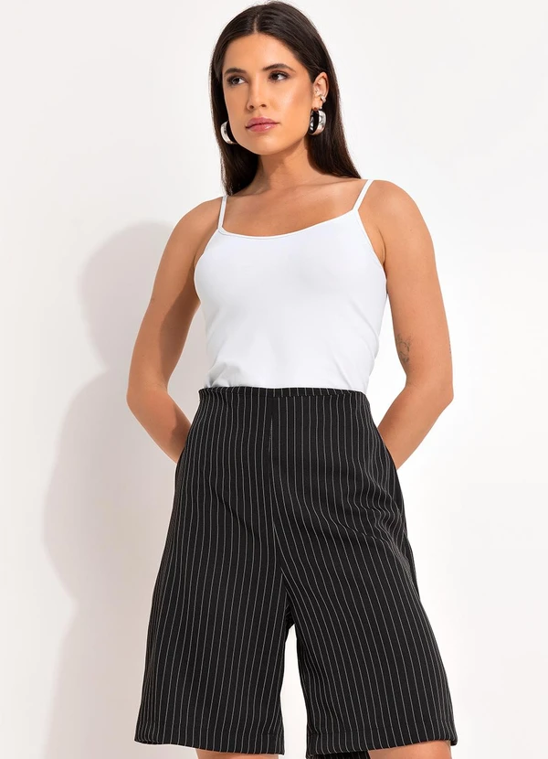 Bimini - Short Listrado Preto e Branco Risca de Giz 10
