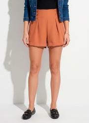 Short Marrom Amendoado em Alfaiataria