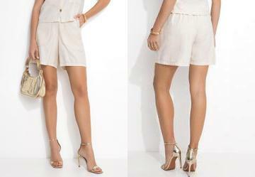 Short Off White em Linho