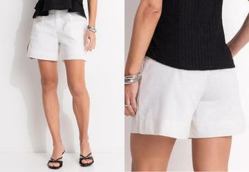 Short Off White em Linho