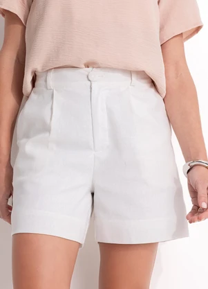 Quintess - Short Off White em Linho - QUINTESS