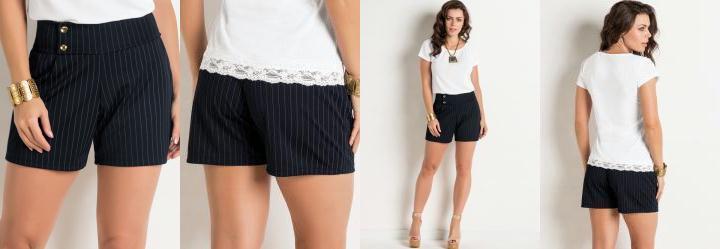 Short Risca de Giz com Botes Frontais