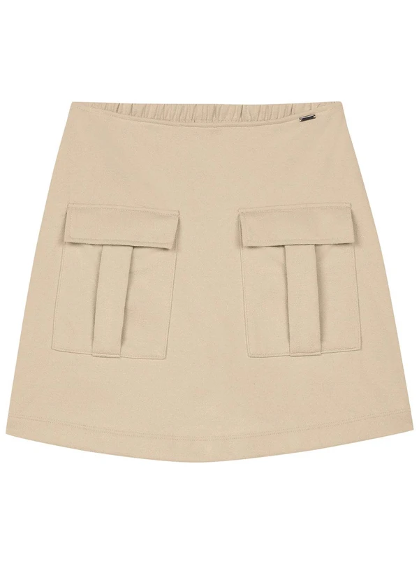 Marialícia - Short Saia Feminino Cargo com Bolsos Bege 5