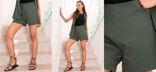 Short Verde Militar em Alfaiataria