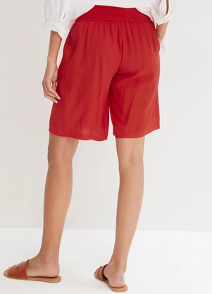 bonprix - Short Vermelho em Viscose Plana - BONPRIX