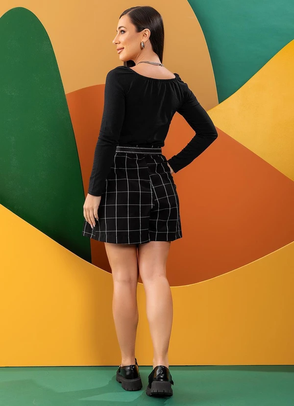 Quintess - Short Xadrez Grid em Tecido de Alfaiataria 13