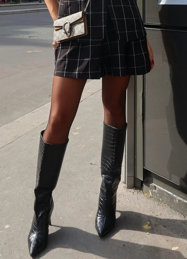 Quintess - Short Xadrez Grid em Tecido de Alfaiataria 6