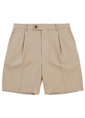 Malwee - Shorts Alfaiaria com Pregas Cáqui - MALWEE