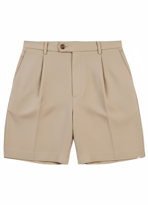 Malwee - Shorts Alfaiaria com Pregas Cáqui