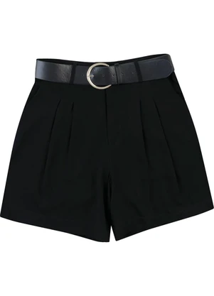 Malwee - Shorts Alfaiaria Viscose Sarjada Preto - MALWEE