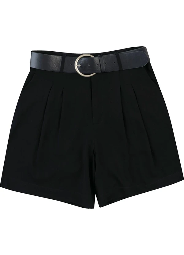 Malwee - Shorts Alfaiaria Viscose Sarjada Preto