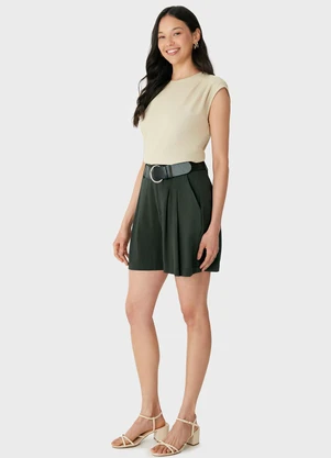 Malwee - Shorts Alfaiaria Viscose Sarjada Verde Escuro - MALWEE