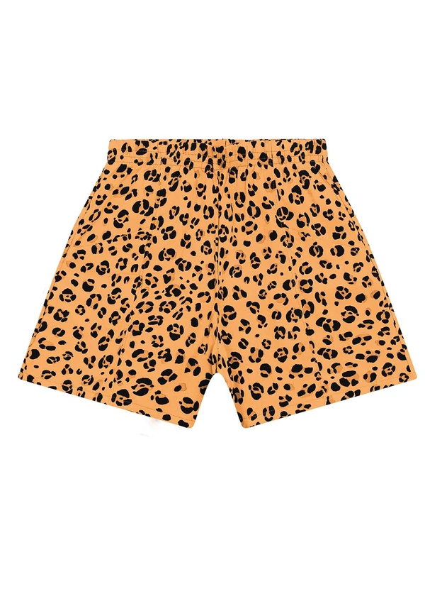 Malwee - Shorts Alfaiataria Animal Print em Viscose Ocre 2