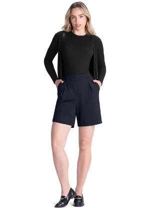 Outlet - Shorts Alfaiataria com Bolso Feminino Azul - OUTLET