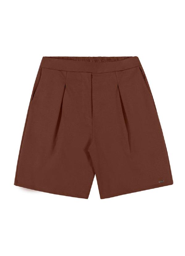 Rezzato - Shorts Alfaiataria com Bolso Feminino Marrom