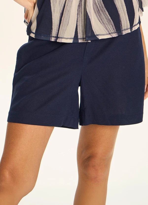 Doce Trama - Shorts Alfaiataria com Cintura Alta Azul