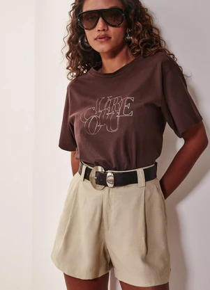 Elegance - Shorts Alfaiataria com Pregas Bege Homus - ELEGANCE