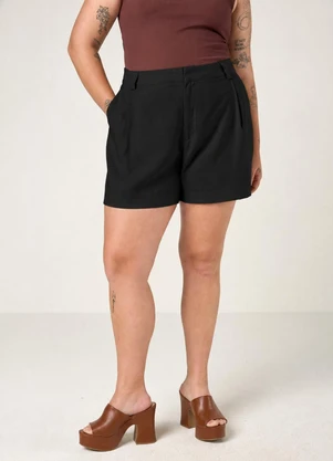 Elegance - Shorts Alfaiataria com Pregas Preto - ELEGANCE