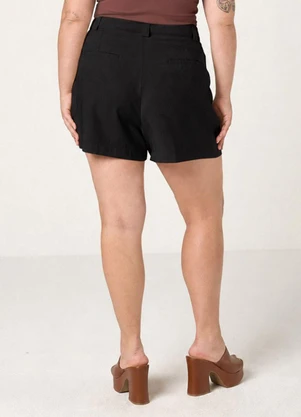 Elegance - Shorts Alfaiataria com Pregas Preto - ELEGANCE