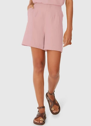 Malwee - Shorts Alfaiataria com Pregas Rosa Pálido - MALWEE